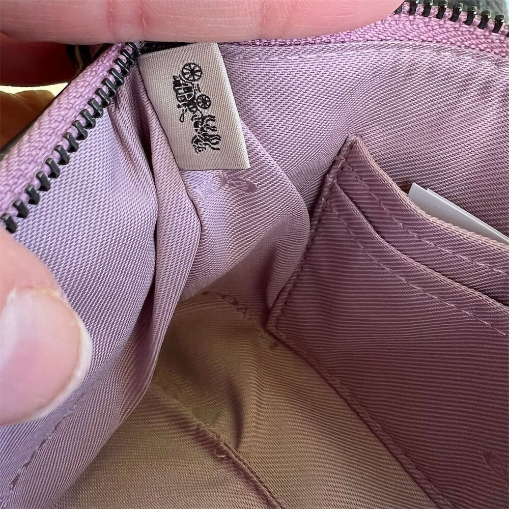 Coach Women's Pebble Leather Wristlet Wallet in Purple Ice w Silver Hardware NWT - Picture 11 of 11